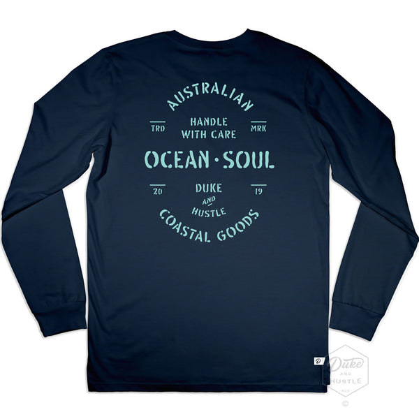 The Precious Cargo, Graphic Tee in our Navy Unisex Long Sleeve Tee, back